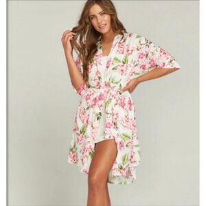 Show Me Your MuMu Brie Floral Rose Robe Kimono Garden of Blooms Pink - OS